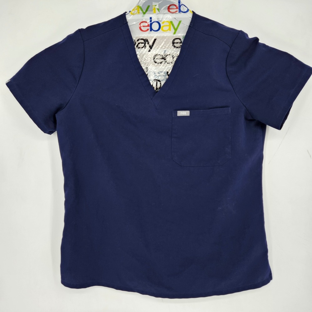 Figs Scrub Top Womens Large Catarina One Pocket Navy Blue Healthcare Uniforms
